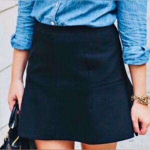 NWT! J. Crew Fluted Mini Skirt Double Crepe Black, Size 2
